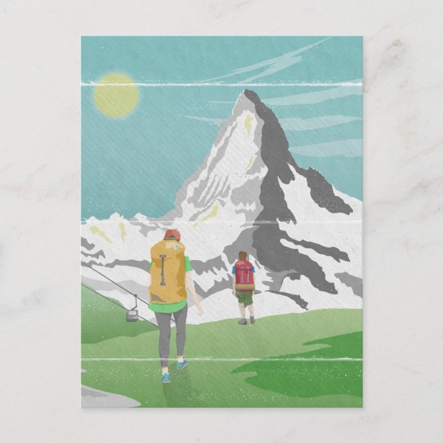 Postal afiche de viaje de matterhorn Suiza (Anverso)