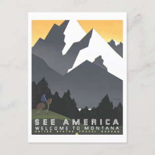 Postal Afiche de viaje de Montana "See America"