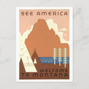 Postal Afiche de viaje de Montana "See America"