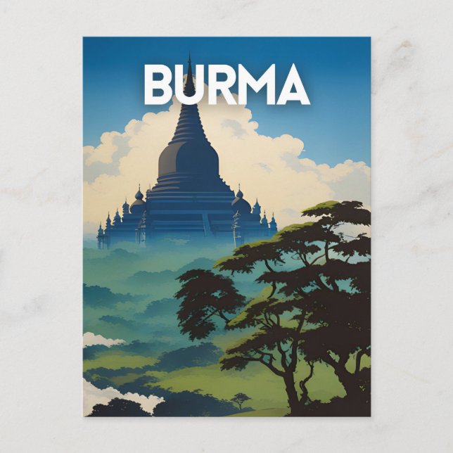 Postal Afiche de viaje de Myanmar (Anverso)