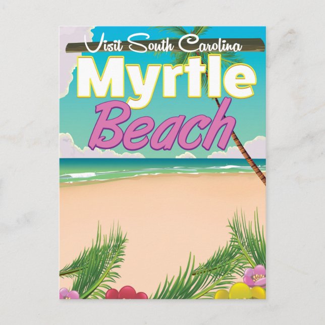 Postal Afiche de viaje de Myrtle Beach South Carolina (Anverso)