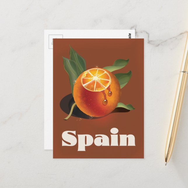 Postal Afiche de viaje de naranja de España (Anverso/Reverso In Situ)