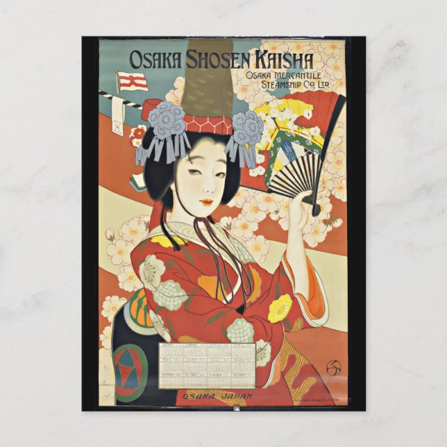 Postal Afiche de viaje de Osaka Japón (Anverso)