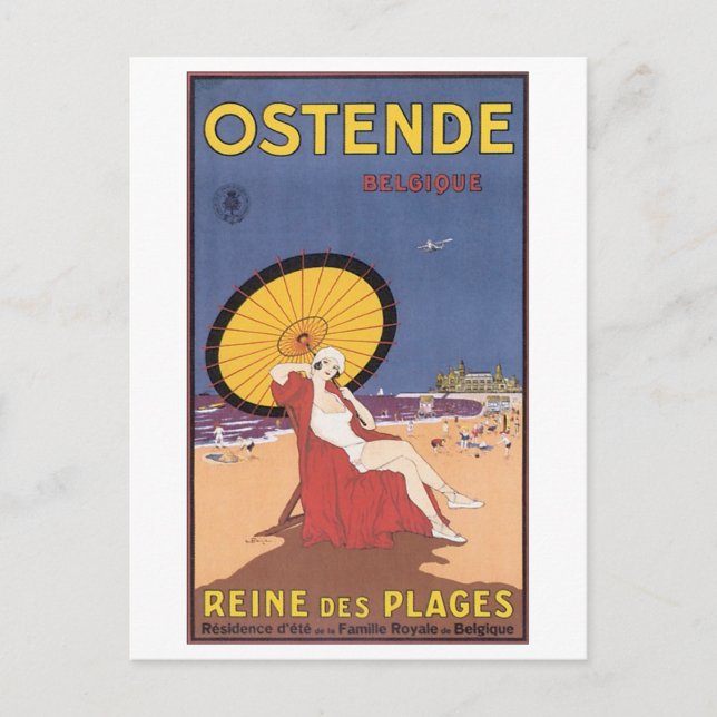 Postal Afiche de viaje de Ostende Belgique (Anverso)