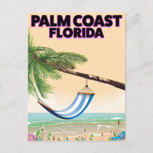 Postal Afiche de viaje de Palm Coast Florida.