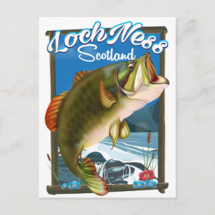 Postal Afiche de viaje de pesca de Loch Ness Scotland