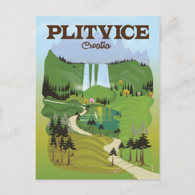 Postal Afiche de viaje de Plitvice Croatia (Anverso)
