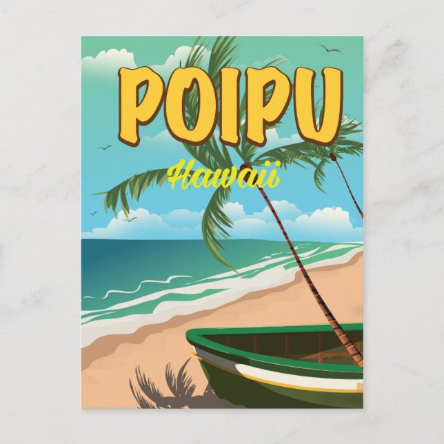 Postal Afiche de viaje de Poipu Hawaii (Anverso)