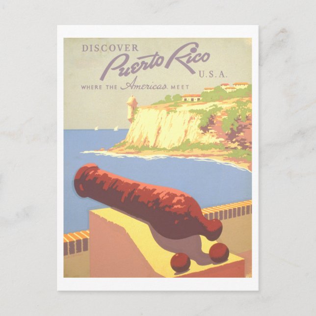 Postal Afiche de viaje de Puerto Rico (Anverso)