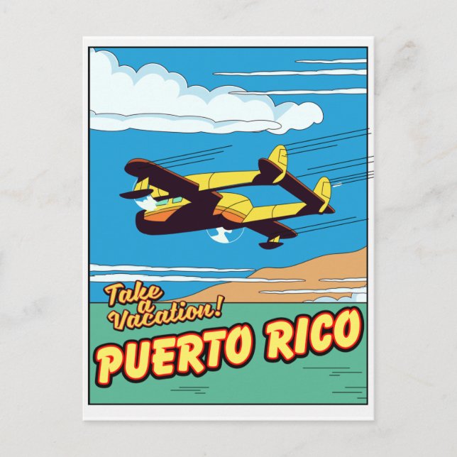 Postal Afiche de viaje de Puerto Rico (Anverso)