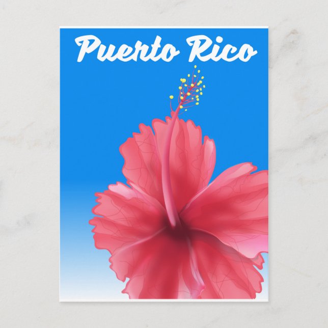 Postal Afiche de viaje de Puerto Rico Flor de Maga (Anverso)