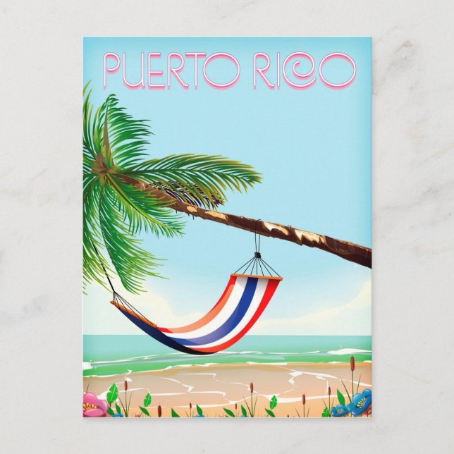 Postal Afiche de viaje de Puerto Rico Hammock (Anverso)