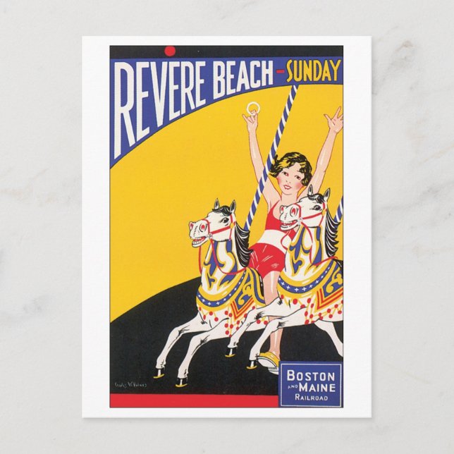 Postal Afiche de viaje de Revere Beach (Anverso)