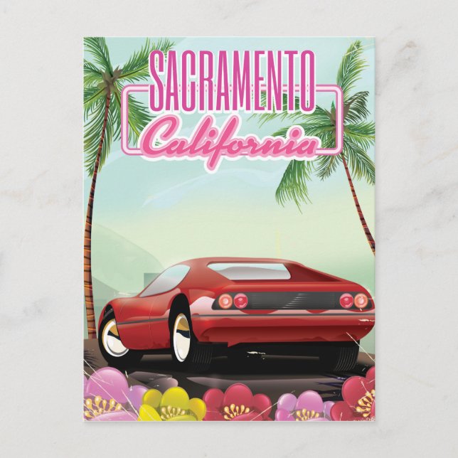 Postal Afiche de viaje de Sacramento California (Anverso)