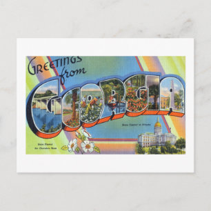 Postal Afiche de viaje de saludos antiguos de Georgia