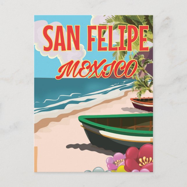 Postal Afiche de viaje de San Felipe Beach México (Anverso)