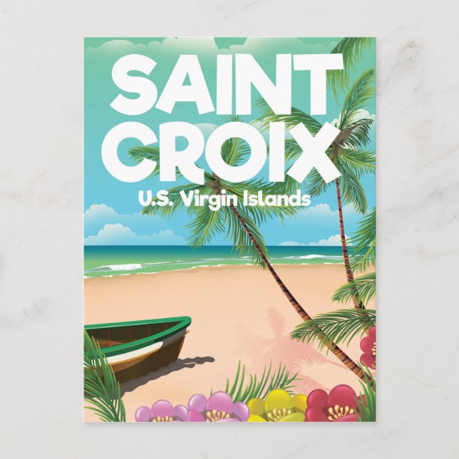 Postal Afiche de viaje de Santa Cruz, Islas Vírgenes de l (Anverso)