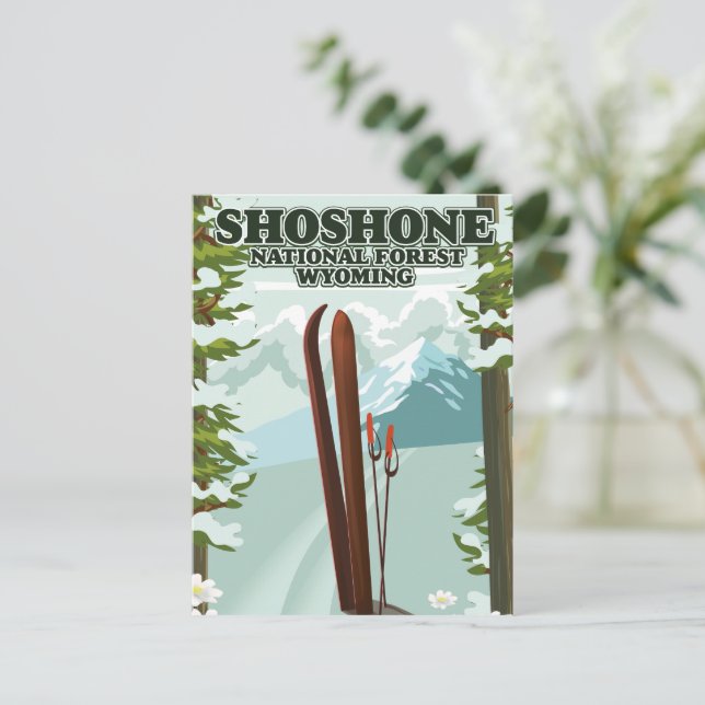 Postal Afiche de viaje de Shoshone National Forest Ski (Anverso de pie)