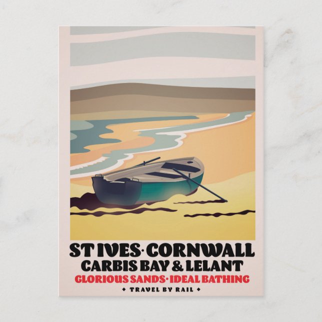 Postal Afiche de viaje de St Ives Cornwall (Anverso)