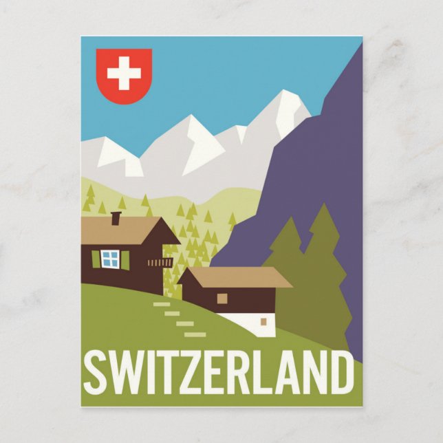 Postal Afiche de viaje de Suiza (Anverso)