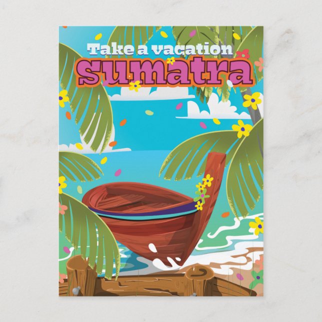 Postal Afiche de viaje de Sumatra Indonesia (Anverso)