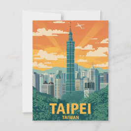 Postal Afiche de viaje de Taipei Vintage