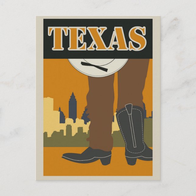Postal Afiche de Viaje de Texas (Anverso)