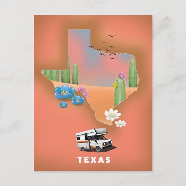 Postal Afiche de viaje de Texas (Anverso)