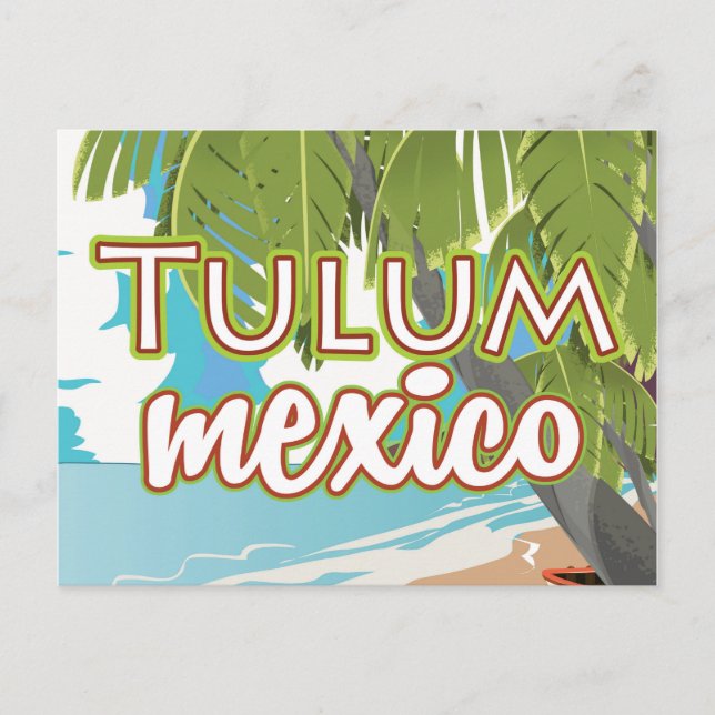 Postal Afiche de viaje de Tulum, méxico (Anverso)