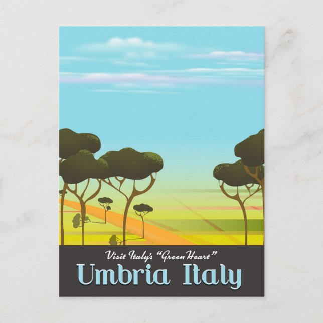 Postal Afiche de viaje de Umbría Italia (Anverso)