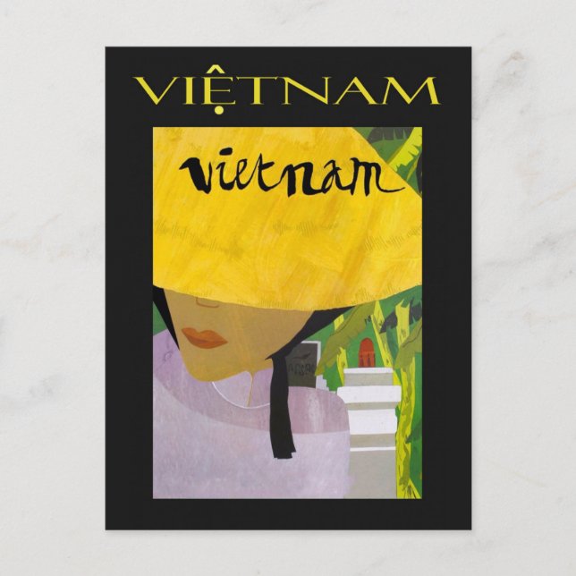 Postal Afiche de viaje de Vietnam de época (Anverso)