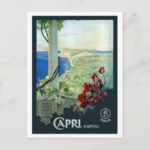 Postal Afiche de viaje de Vintage Capri Napoli Italia