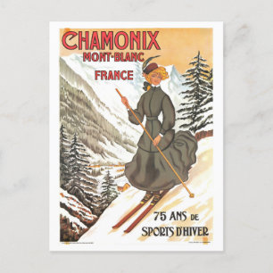 Postal Afiche de viaje de Vintage Chamonix Mont Blanc