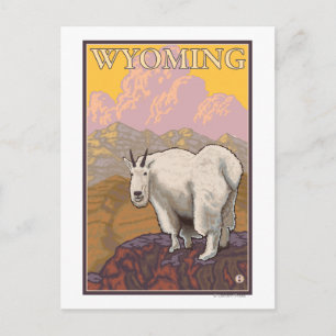 Postal Afiche de Viaje de Vintage de Mountain GoatWyoming