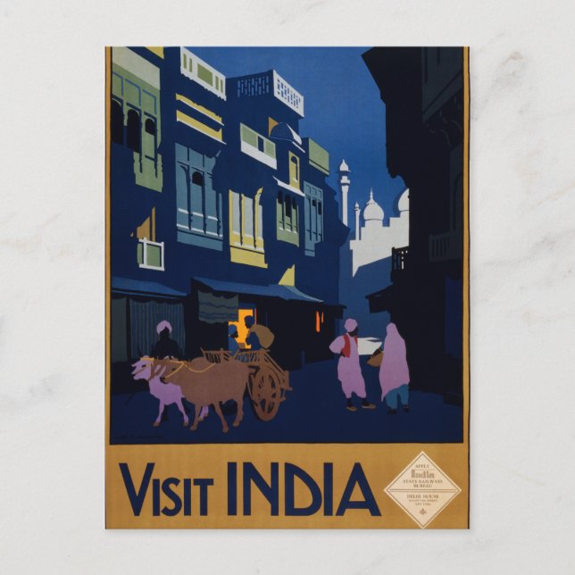 Postal Afiche de viaje de visita de cosecha por India (Anverso)