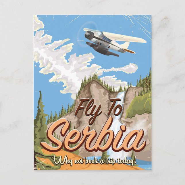 Postal Afiche De Viaje De Vuele A Serbia Personalizado (Anverso)