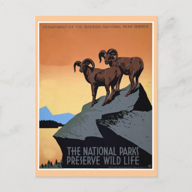 Postal Afiche de viaje de WPA de parques nacionales (Anverso)