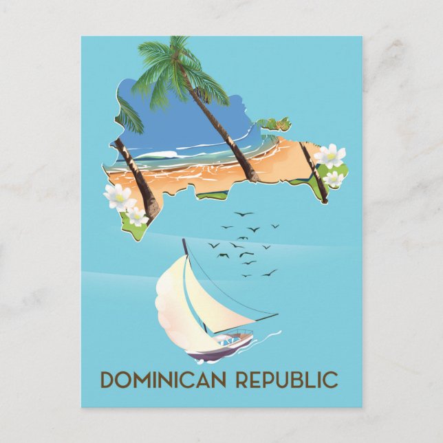 Postal Afiche de viaje de yates de República Dominicana (Anverso)