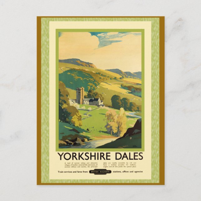 Postal Afiche de viaje de Yorkshire Dales (Anverso)