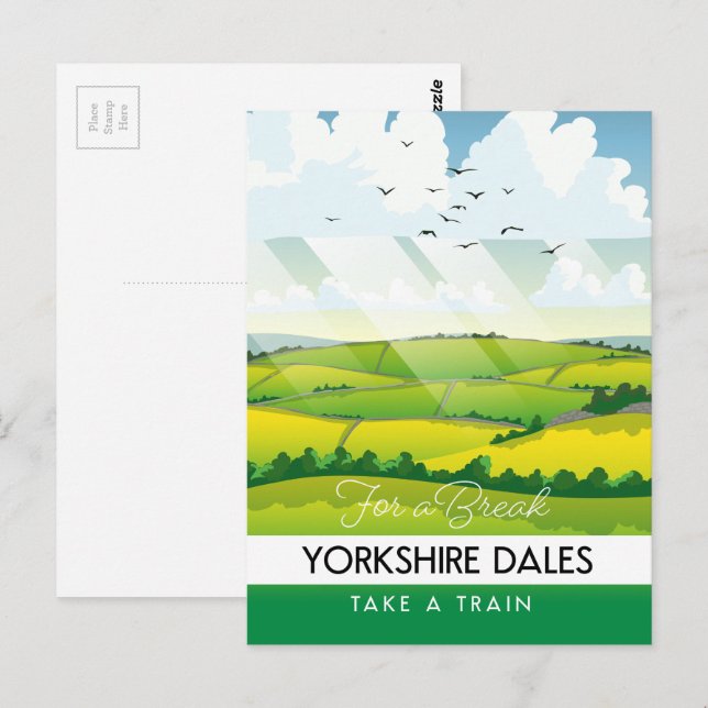 Postal Afiche de viaje de Yorkshire Dales. (Anverso / Reverso)
