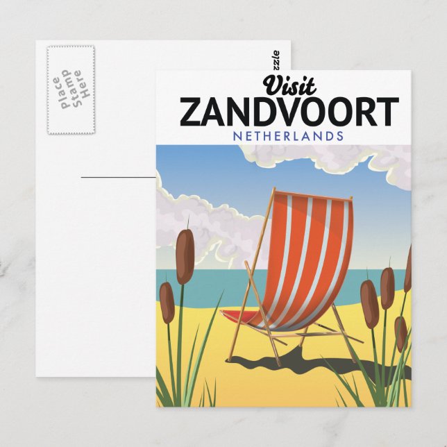 Postal Afiche de viaje de Zandvoort Países Bajos (Anverso / Reverso)