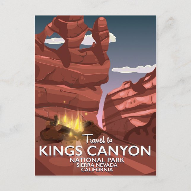 Postal Afiche de viaje del Cañón Kings en Sierra Nevada (Anverso)