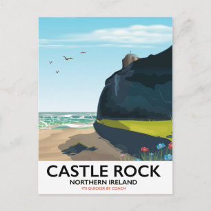 Postal afiche de viaje del castillo rock en irlanda del n
