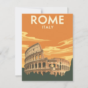 Postal Afiche de Viaje del Coliseo de Roma Vintage