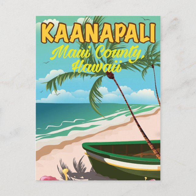 Postal Afiche de viaje del condado de Kaanapali Maui en H (Anverso)