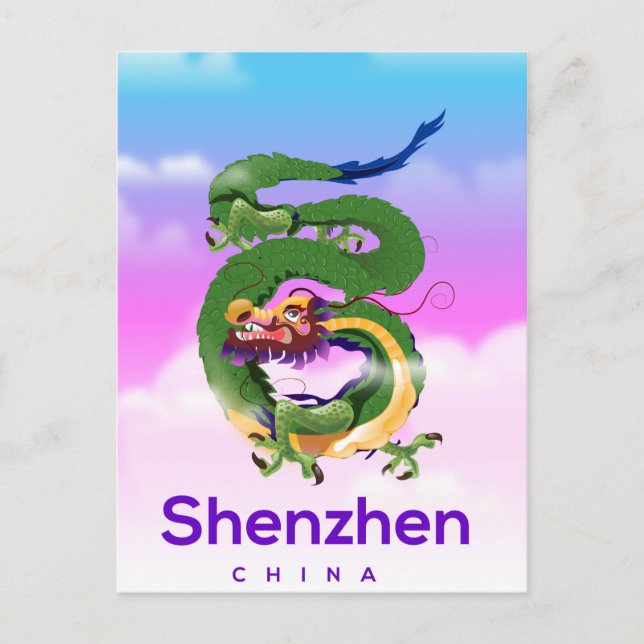 Postal Afiche de viaje del Dragón chino de Shenzhen (Anverso)