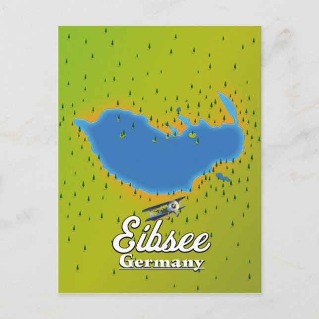 Postal Afiche de viaje del Eibsee Alemania. (Anverso)
