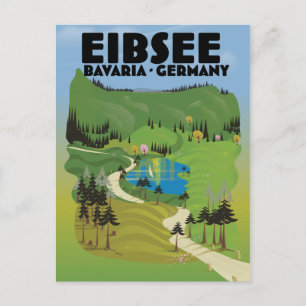 Postal Afiche de viaje del Eibsee Alemania.