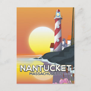 Postal Afiche de viaje del faro de Nantucket Massachusett