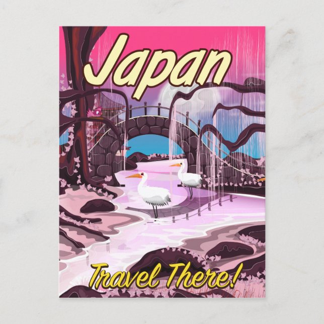 Postal Afiche de viaje del jardín acuático japonés (Anverso)